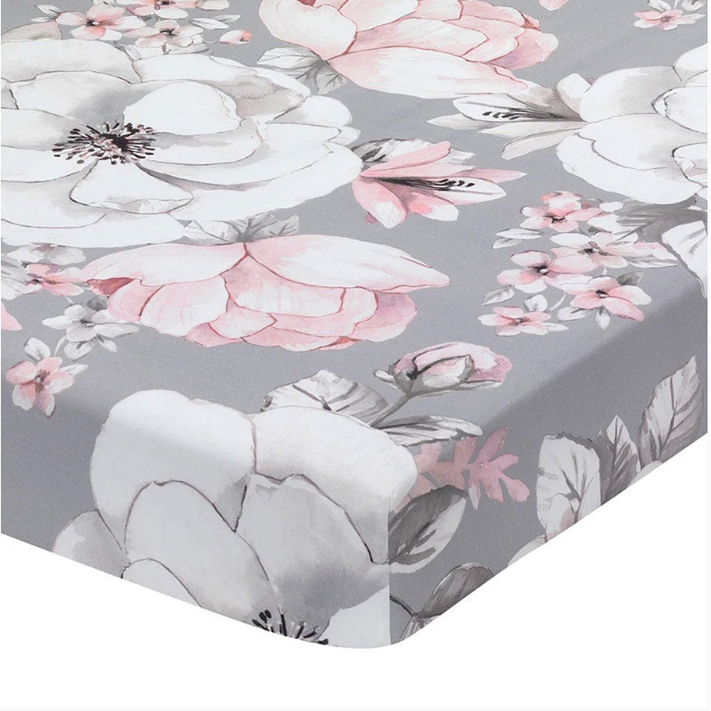 Lambs & Ivy Botanical Baby – Signature Sheet – Grey Floral