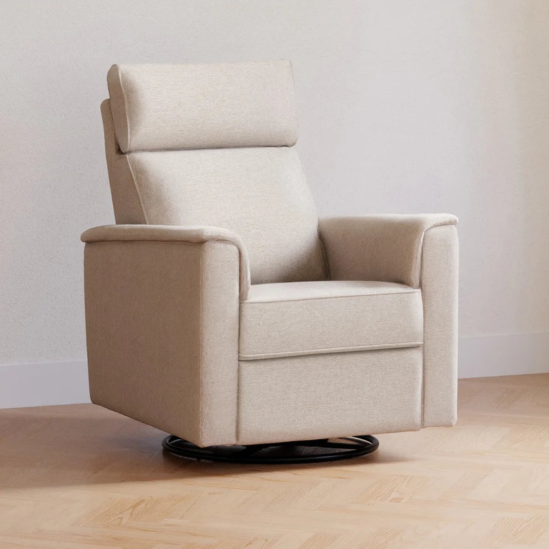 Monogram Willa Plus Power Recliner Performance Cream Eco-Weave with Light Wood Base