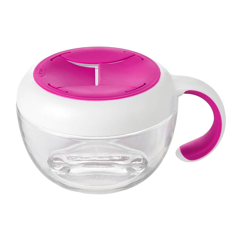 OXO TOT Flippy Snack Cup with Travel Cover Pink