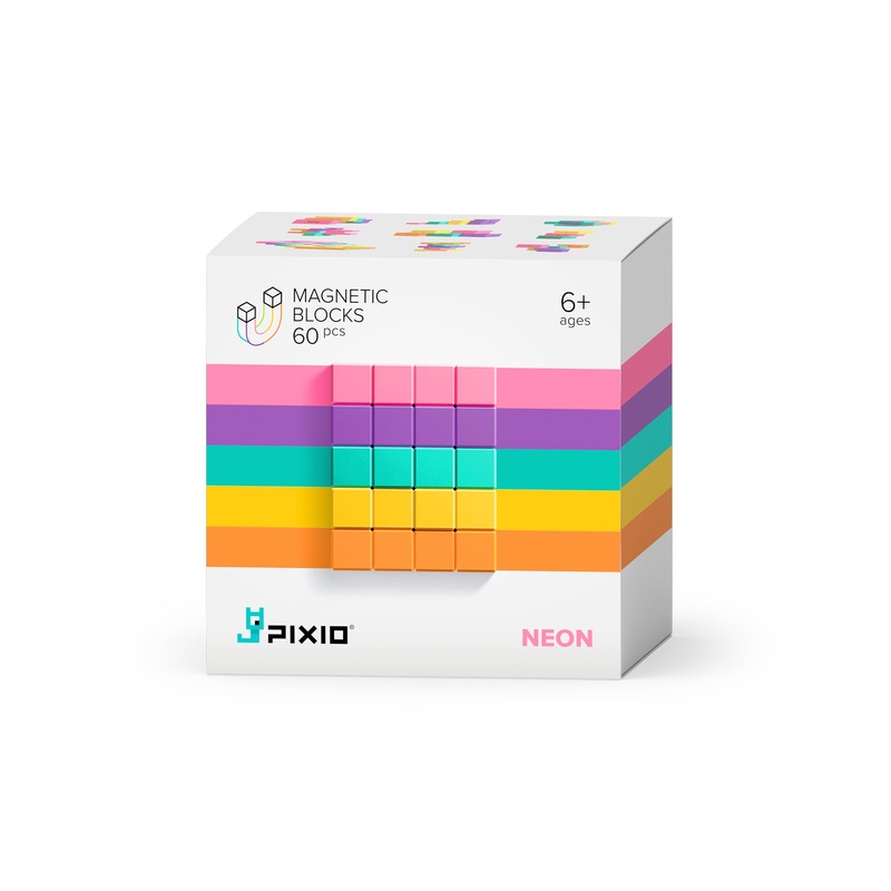 PIXIO Abstract Series NEON – 60 Magnetic Blocks in 5 Colors