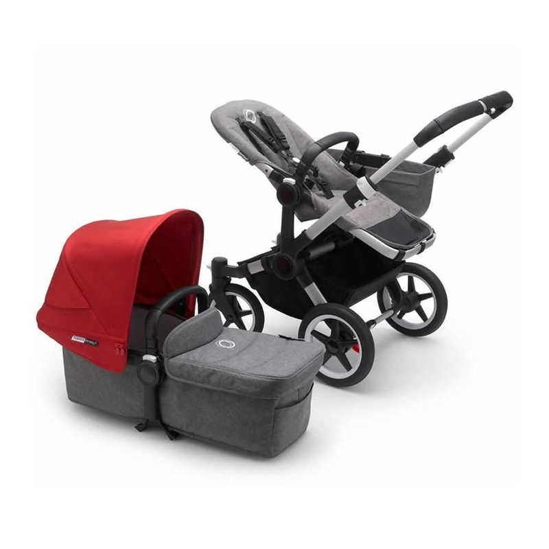 Bugaboo Donkey 3 Mineral, Mono Complete Stroller Aluminum / Grey Melange-Red