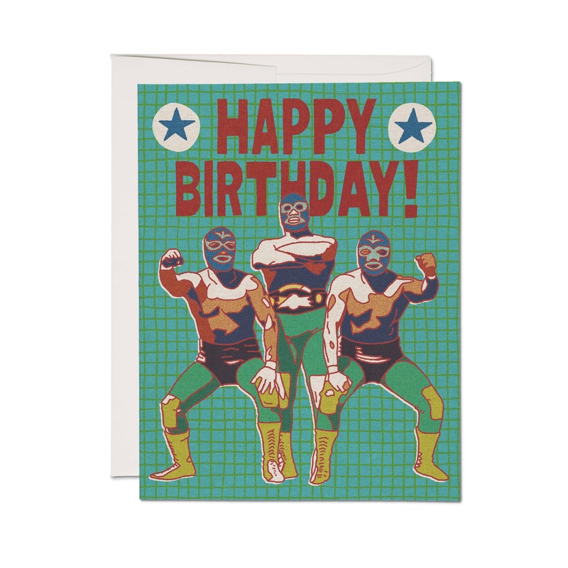 Luchador Birthday greeting card Single