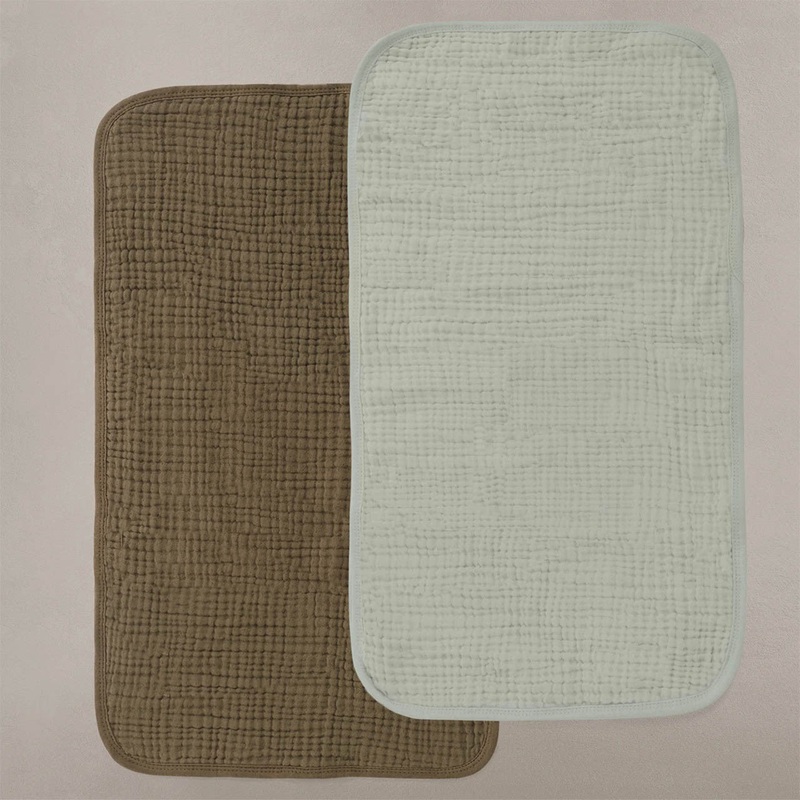 Oilo Fable Burp Cloth 2 Pack- Sea Moss & Bark Organic Muslin