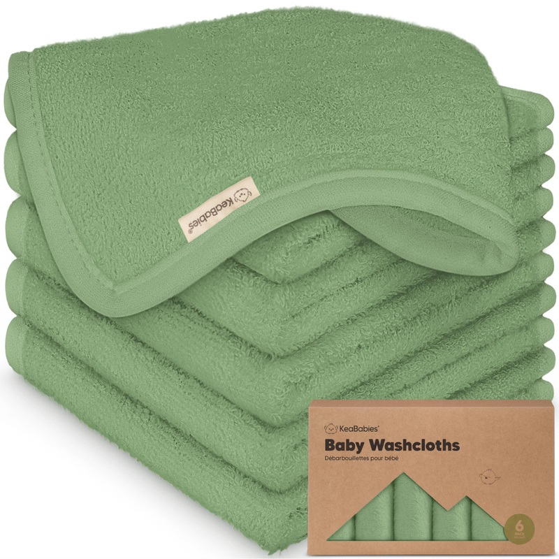 6-Pack Baby Wash Cloths Meadow Green
