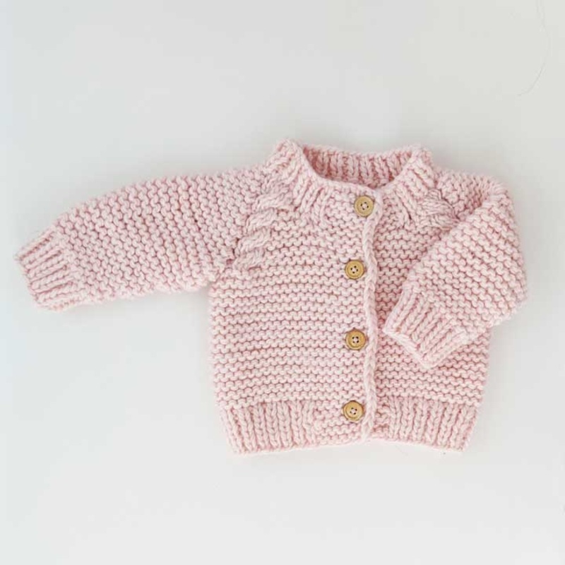 Blush Pink Garter Stitch Cardigan Sweater Baby & Toddler: 6-12 months