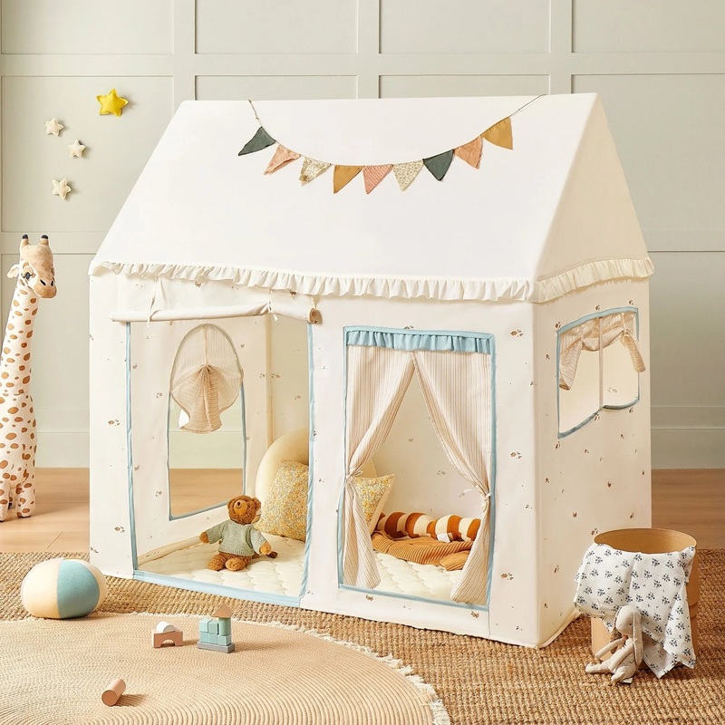 Tiny Land Sweet Citrus Kids Play Tent  White and Blue Indoor Playhouse