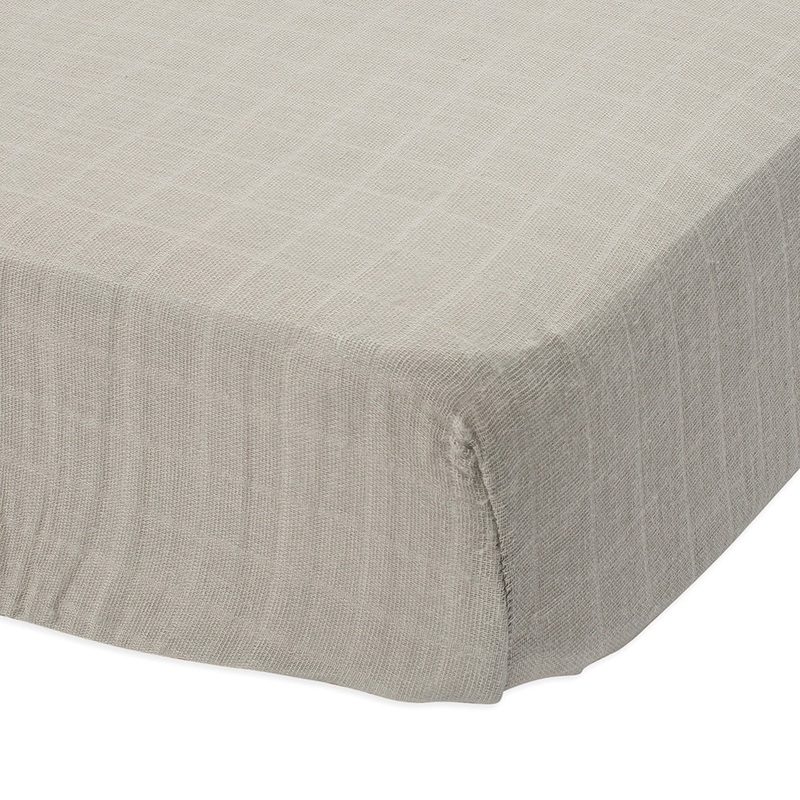 Cotton Muslin Fitted Crib Sheet Warm Grey Regular