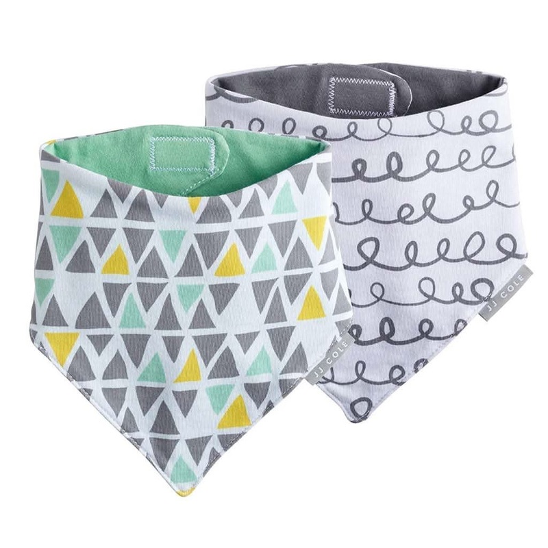 JJ COLE Bandana Bibs 2-Pack Set 50 Shapes of Grey