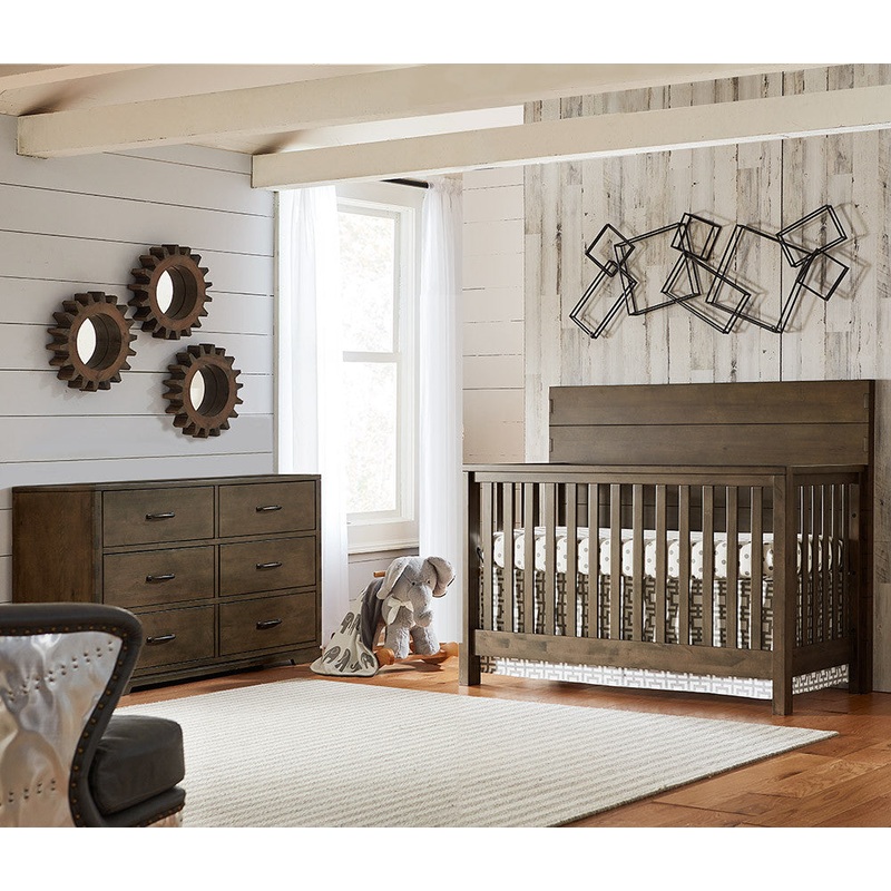 Westwood Dovetail 2 Piece Nursery Set – Double Dresser and Convertible Crib in Graphite