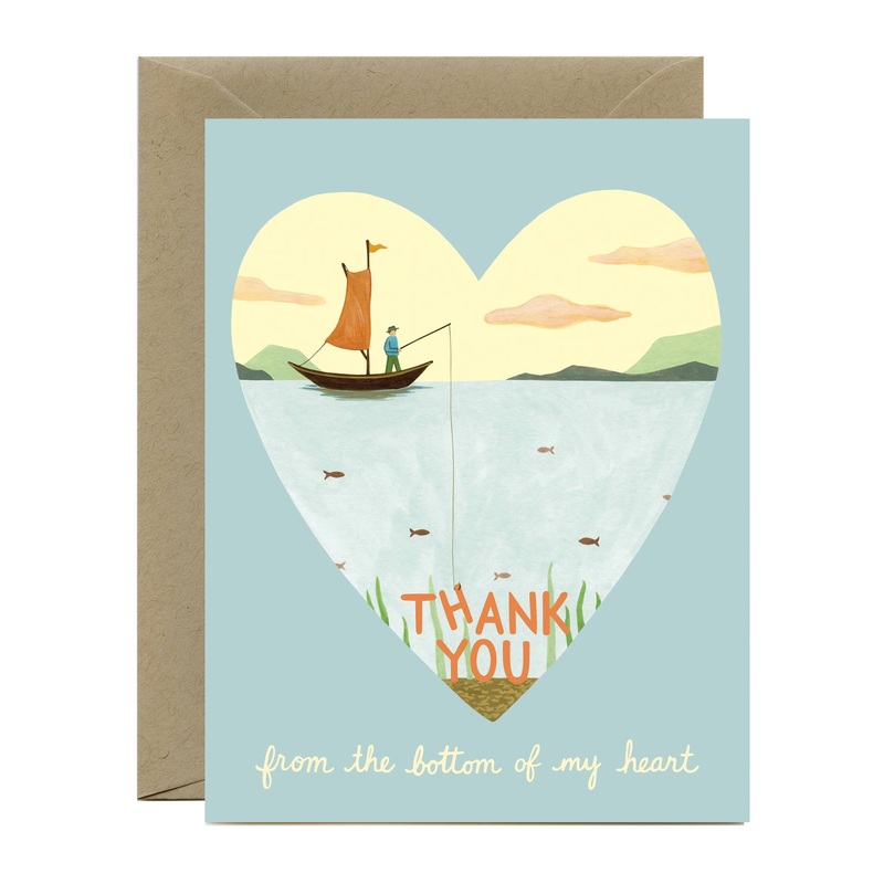Fishing Boat Bottom of Heart Thank You Card