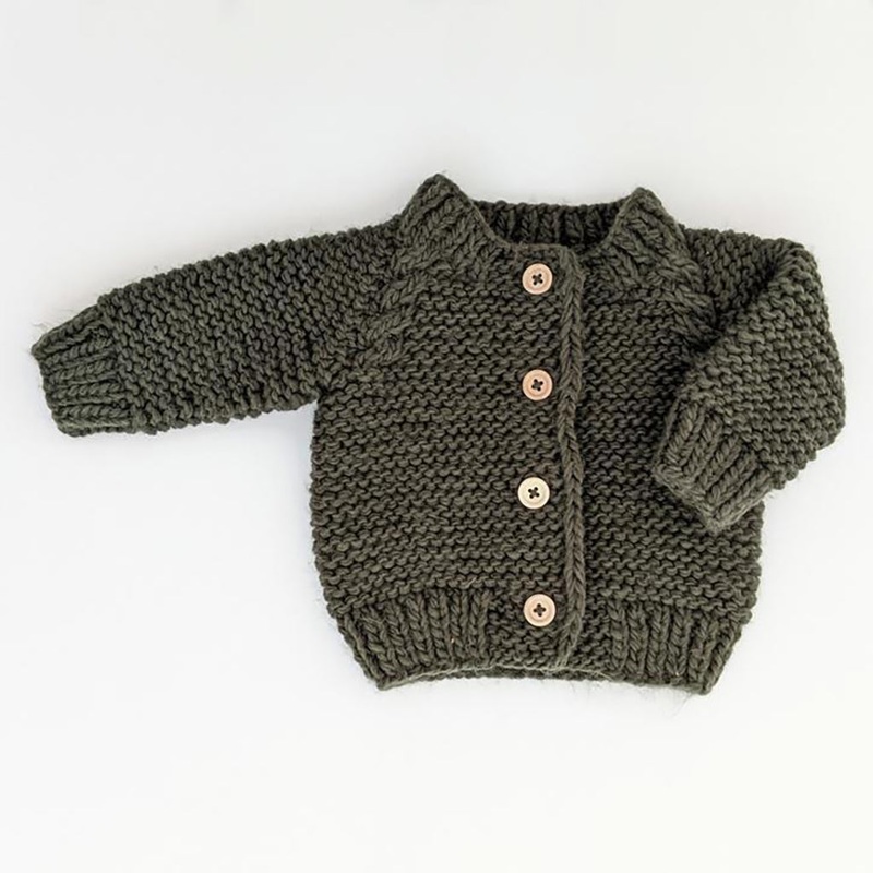 Garter Stitch Cardigan Sweater | Loden 0-6 Months