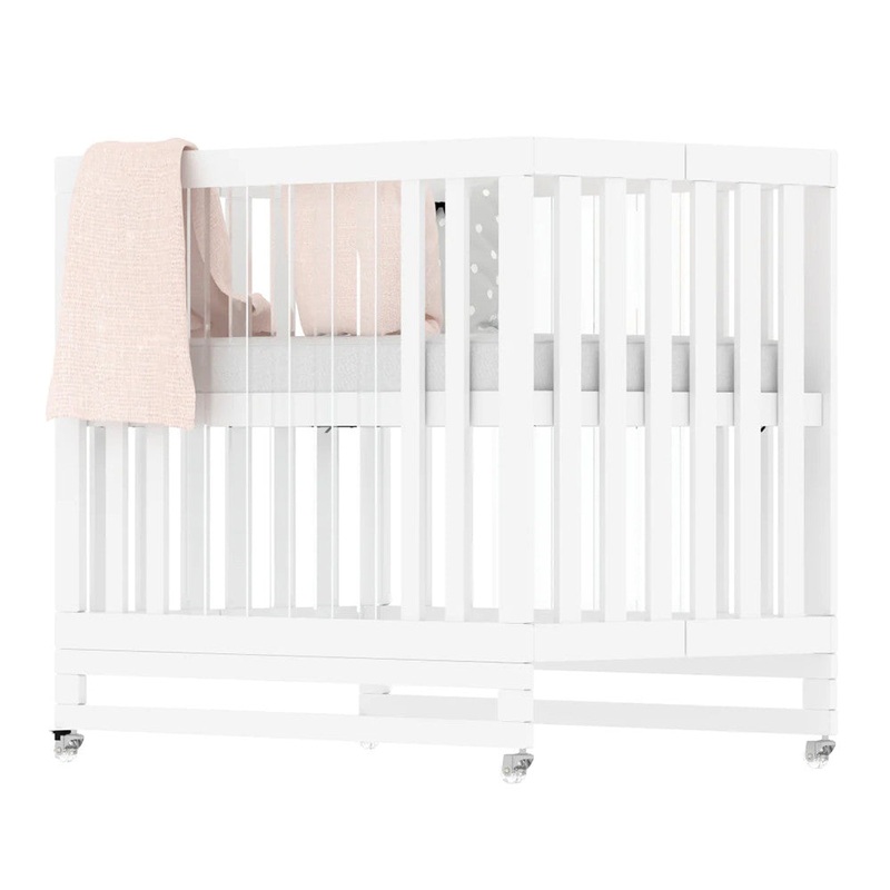 Melo Caress Crib in White/Part Acrylic – Standard Mini Crib Size
