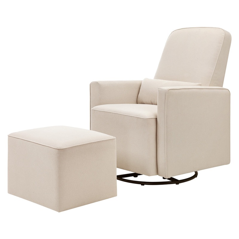 Olive Glider With Ottoman Cream With Cream Piping