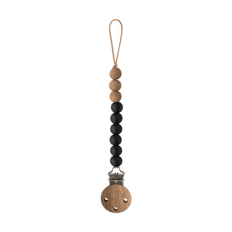 Mushie Eva Pacifier Clip Black