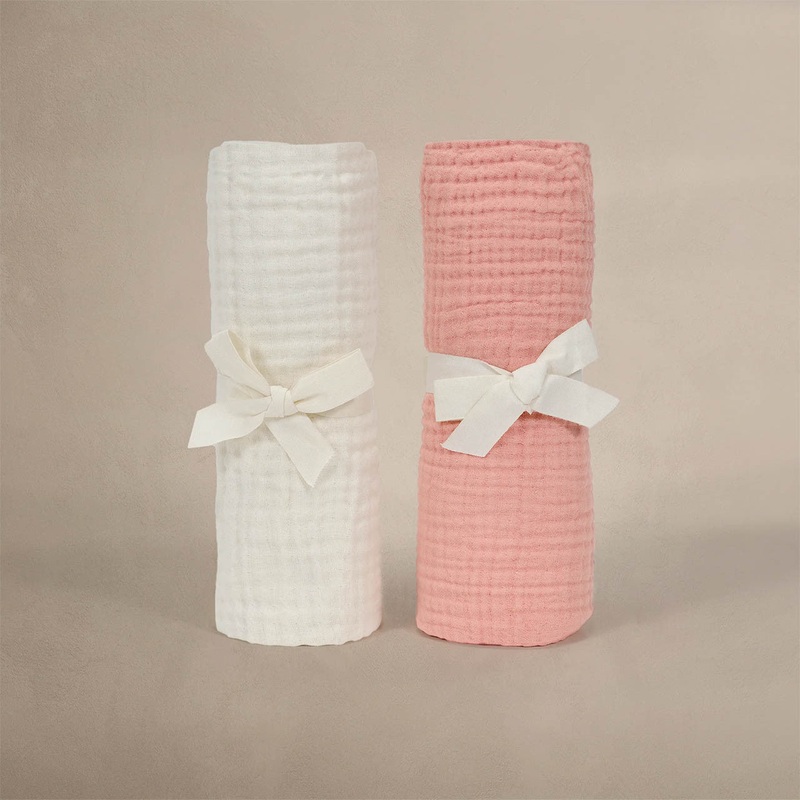 Oilo Fable Blanket- Swaddle 2 Pack Eggshell/Rosette Organic 4-Way Muslin