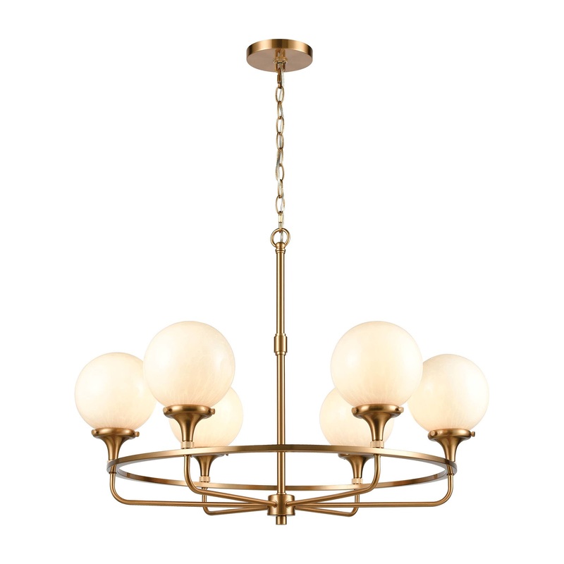 Beverly Hills 6-Light Satin Brass Chandelier Light Fixture Linear