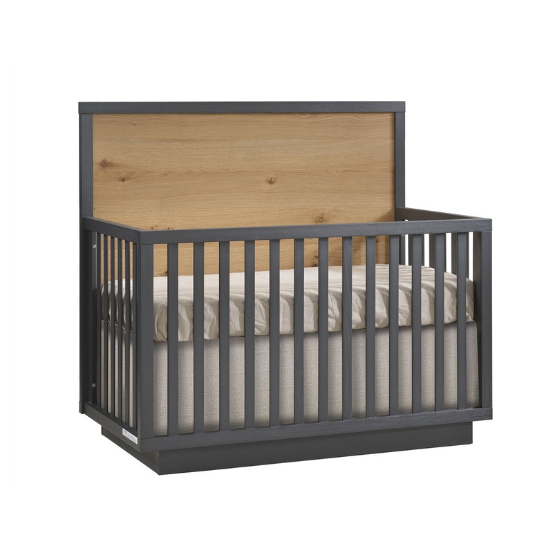 Natart Como Naturale 5-in-1 Convertible Crib with Wood Panel (without Rails) Graphite/ Rustic Oak