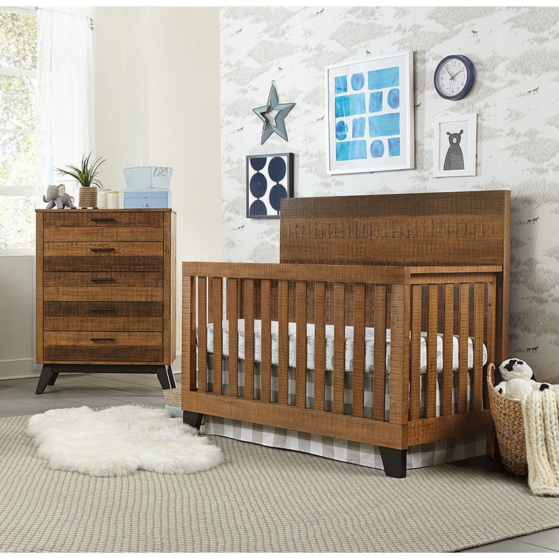 Westwood Urban Rustic 2 Piece Nursery Set – 5 dr and Convertible Crib in Brushed Wheat