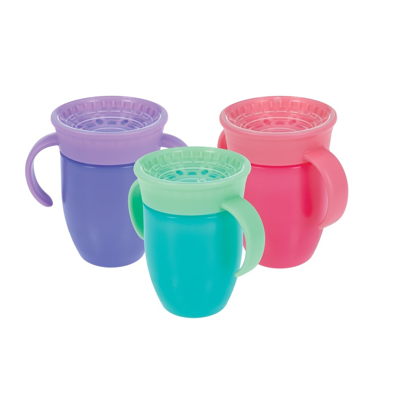 360 Wonder Cup with Handles (3 Pack – 7 oz) | Purple/Pink/Aqua