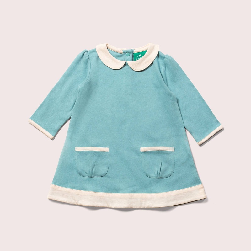 Blue Long Sleeve Tunic Dress: Winter Blue / 06-09m