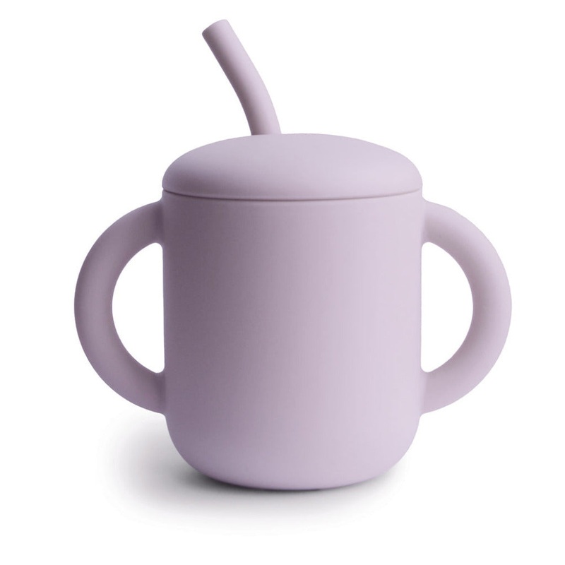 Silicone Training Cup + Straw Soft Lilac