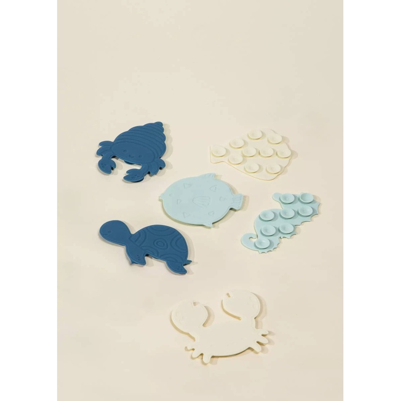 6 Silicone Mini Bath Suction Toys