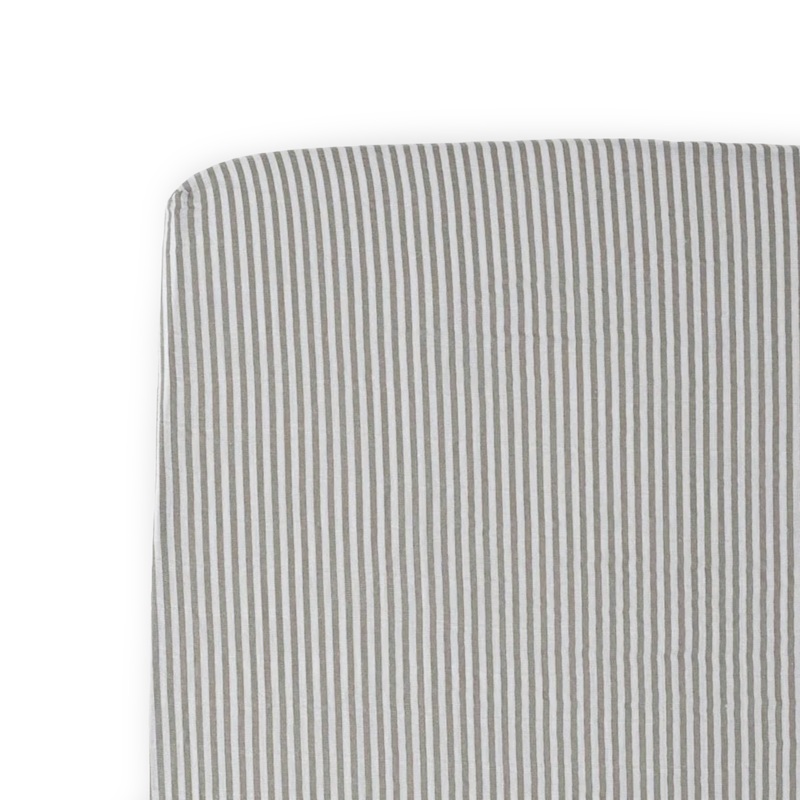 Cotton Muslin Crib Sheet – Grey Stripe Grey Stripe