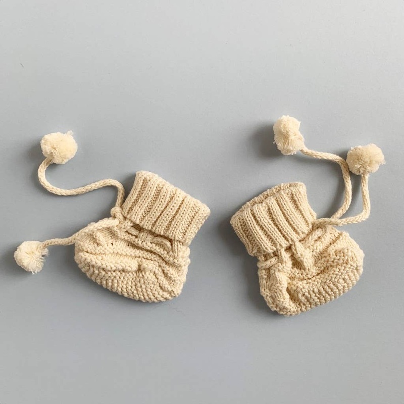 Organic Hand-Knit Baby Bootie (Machine Washable) Blue