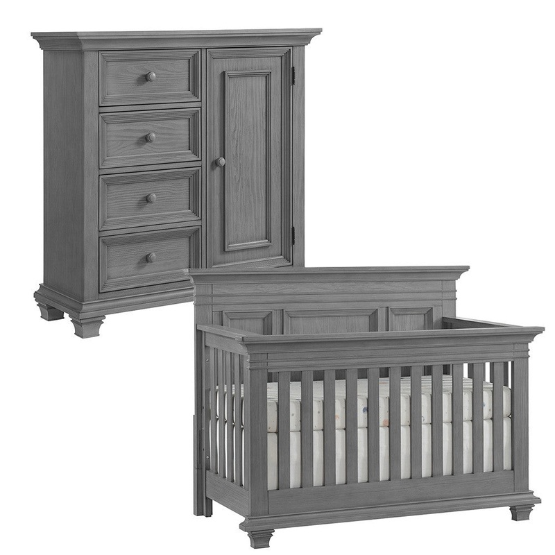 Oxford Weston 2 Piece Nursery Set – Convertible Crib + & Chifferobe in Dusk Gray