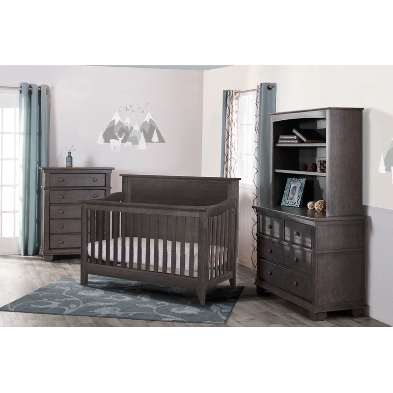 Pali Potenza 3 piece Crib and Dresser Set w/Nightstand – Distressed Granite Distressed Granite
