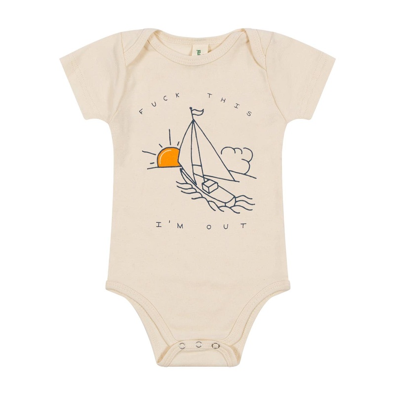 Sailboat Baby Onesie Natural 6M