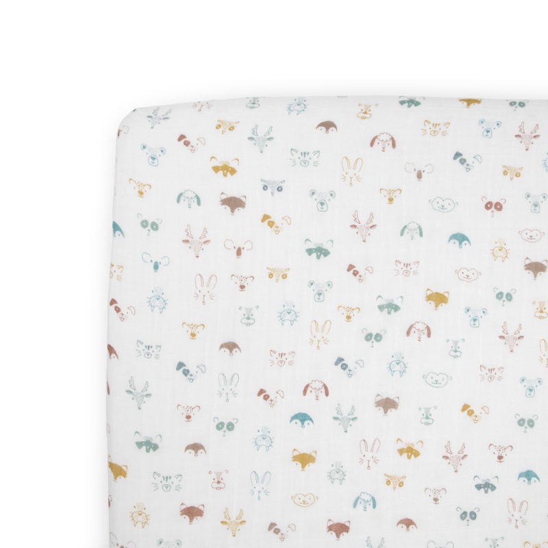 Cotton Muslin Crib Sheet – Animal Crowd Animal Crowd