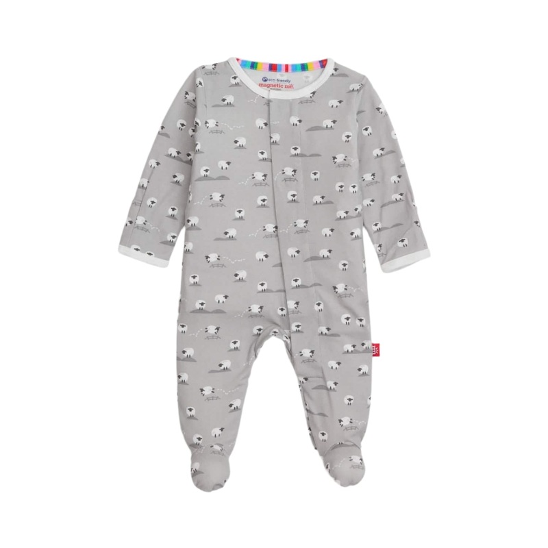 Magnetic Me Gray Baa Baa Baby Modal Magnetic Footie NB