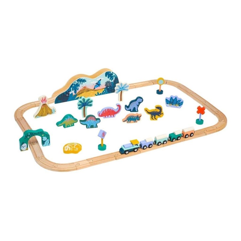 Manhattan Toy T-Rex Express Wooden Train Set