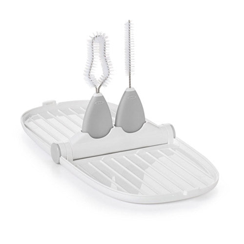 OXO Breast Pump Parts Compact Drying Rack with Detail Brushes – Grey