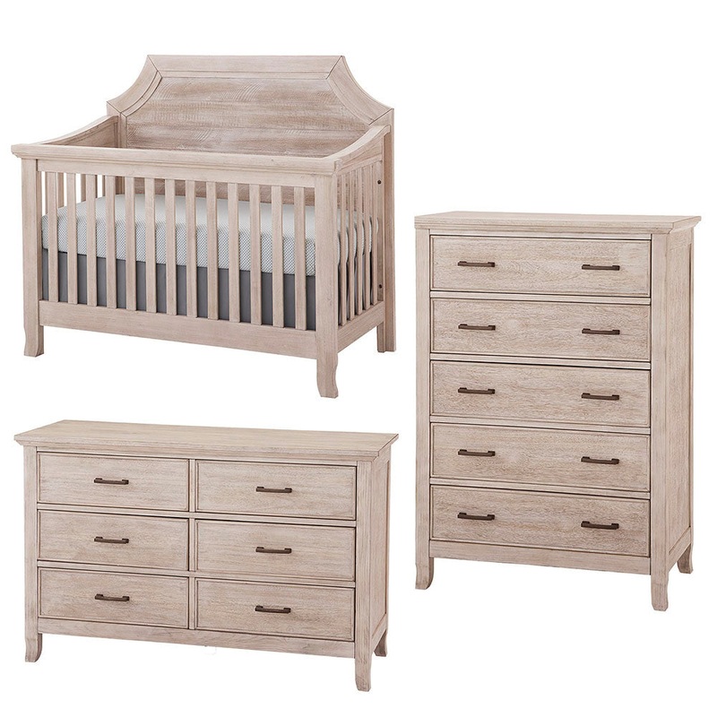 Stella Baby Remi 3 Piece Nursery Set in Sugar Coat – Convertible Clipped Crib, 5dr, and 6dr