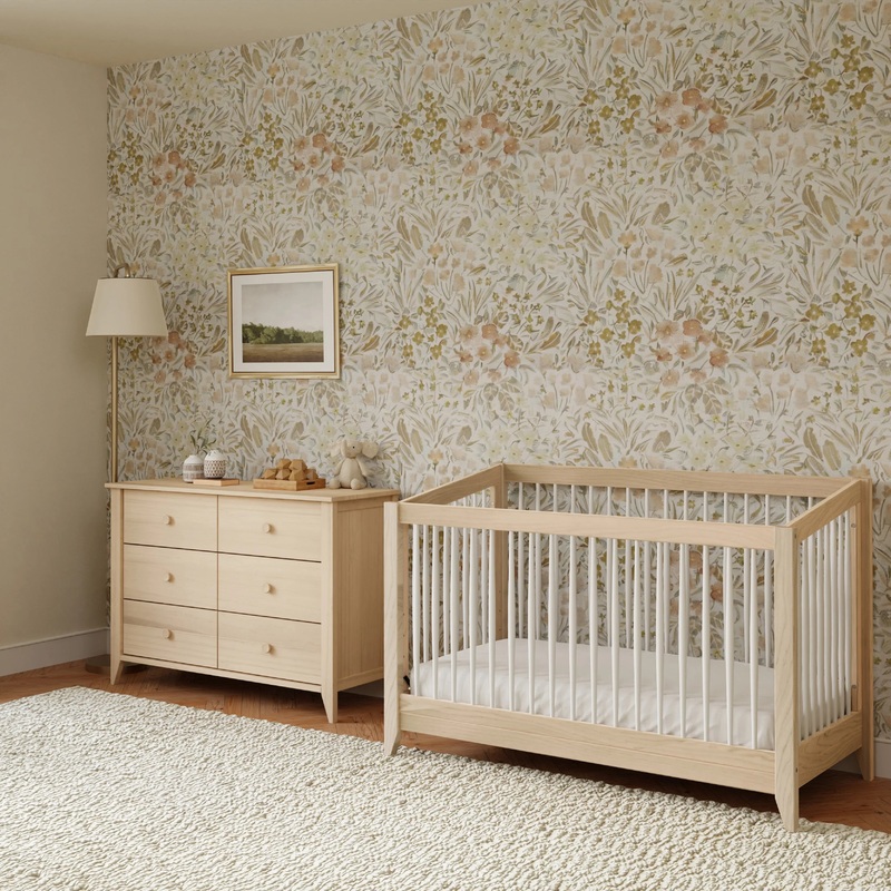 Babyletto Sprout 4-1 Crib and  6 Drawer Dresser Set White