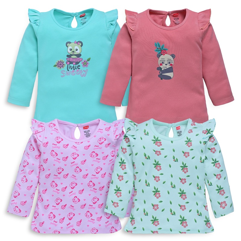 Baby Girls Pack Of 4 Full Sleeve Top 100% Cotton M – 3 to 6 Months