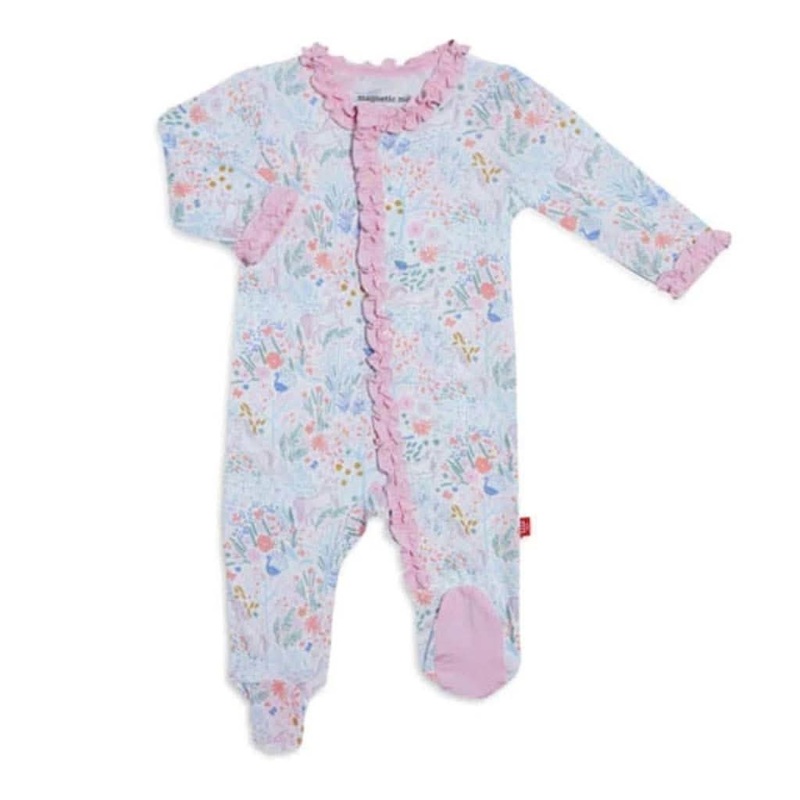 Magnetic Me Blue / Pink Pixie Pines Ruffle Magnetic Footie 12-18 Month
