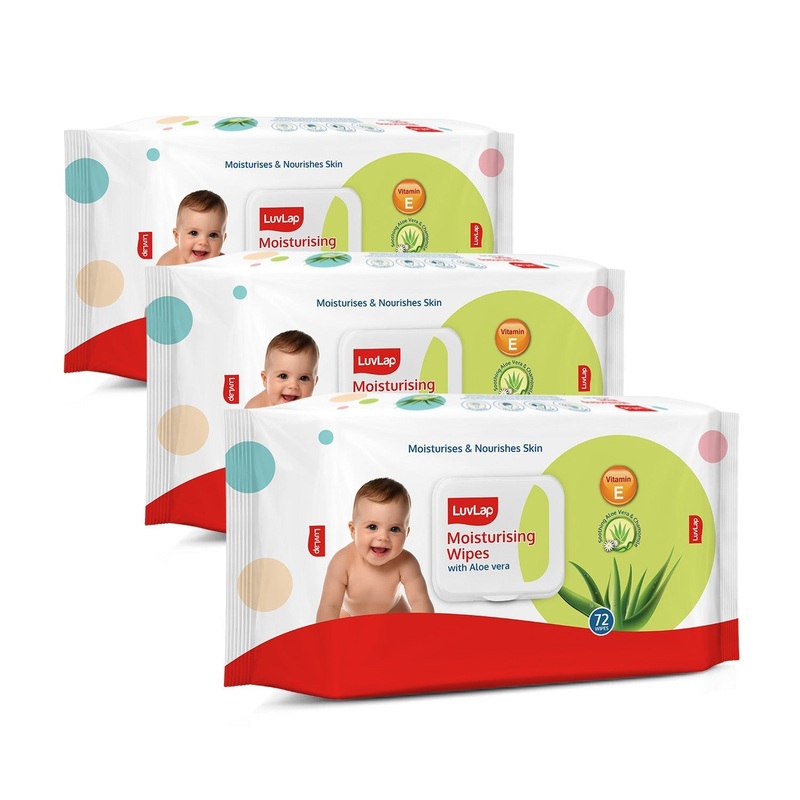 Baby Wipes with Aloe Vera, with Flip-top Lid – Pack of 3