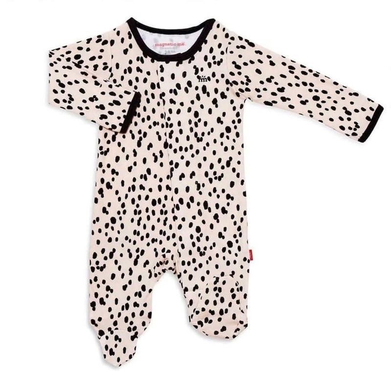 Magnetic Me Black Spot On Organic Cotton Magnetic Footie 6-9 Month