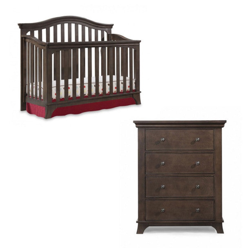 Westwood Kensington 2 Piece Nursery Set – Crib and 4 Drawer Dresser in Madeira