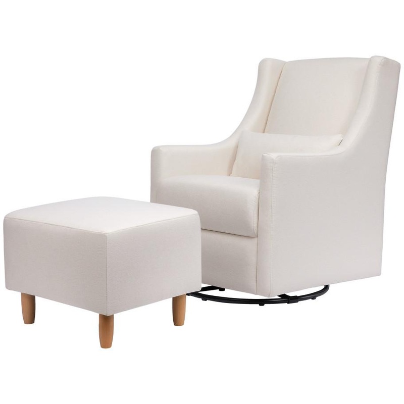 Babyletto Toco Swivel Glider + Stationary Ottoman Performance Cream Eco-Weave