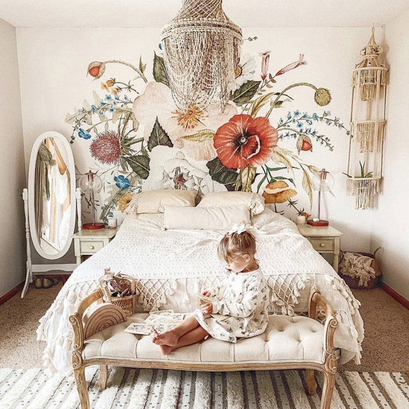 Honey Bloom Mural Traditional Wallpaper