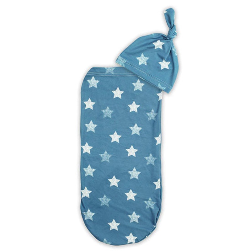Itzy Ritzy Cocoon and Hat Swaddle Set – Blue Stars