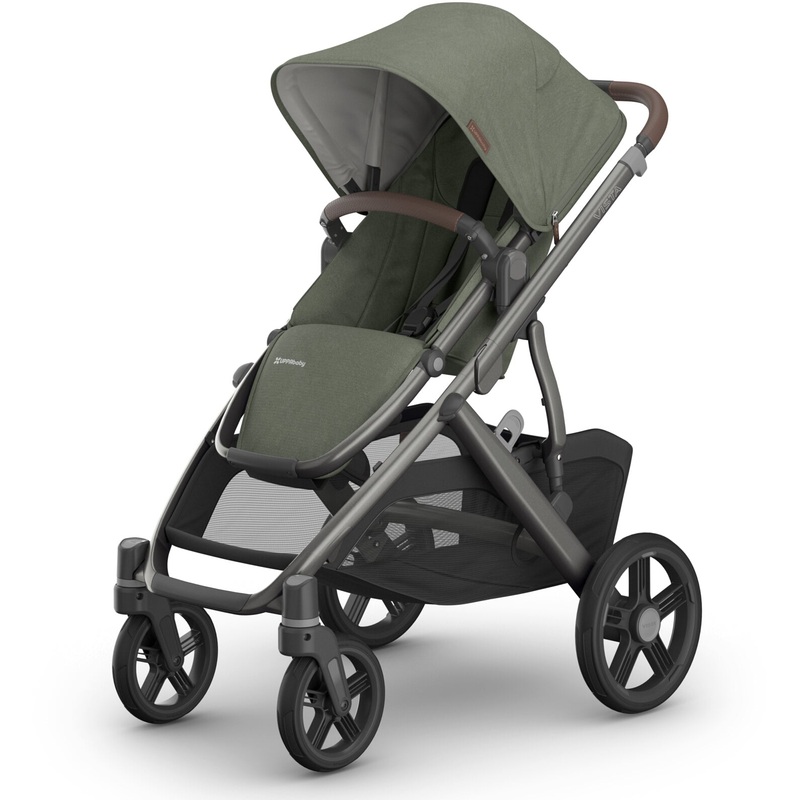 Uppababy Vista V3 Stroller Evelyn (Meadow Green | Graphite Frame | Chestnut Leather)