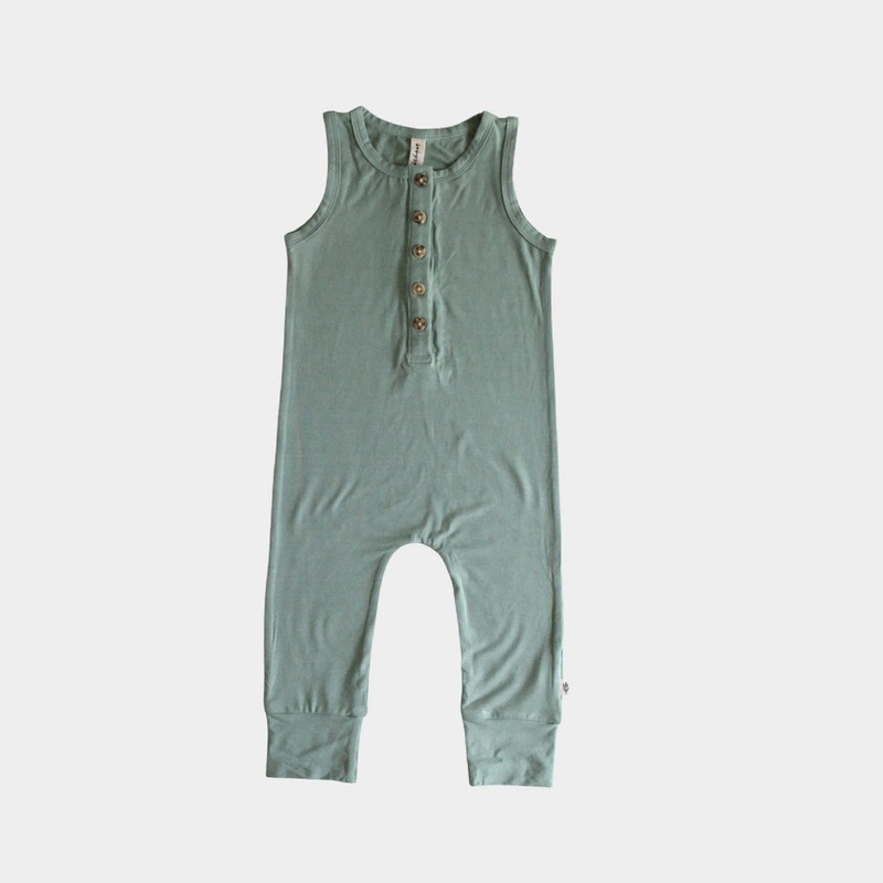 Babysprouts Henley Tank Romper | Sage 0-3 Months