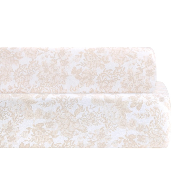 Bellini Floral Organic Jersey Cotton Crib Sheet and Changing Pad Cover Set Tan Floral
