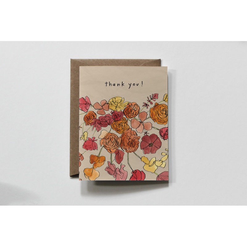 Lowercase | Grateful Muted Florals Thank You Greeting Card