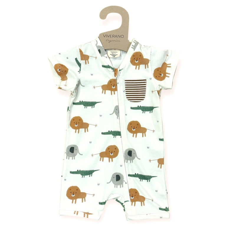 Savannah Zip Short Baby Romper (Organic Cotton) 6-12M Natural